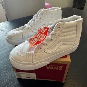 Vans Size 10.0 Toddler Girl Boy True White Sk8 Hi Zip High Tops Shoes